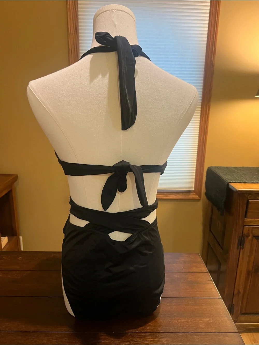 Black Push Up Top Wrap Bikini Set